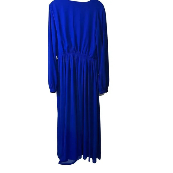 Lulu's Wondrous Water Lilies Maxi Dress Royal Blue Size L - Picture 4 of 9
